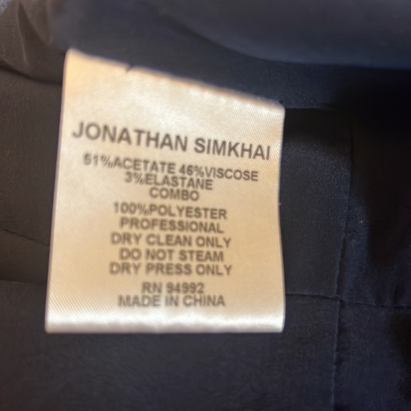 Jonathan Simkhai Navy Crepe V-Neck Dress with Lace Appliqué - Picture 12 of 12